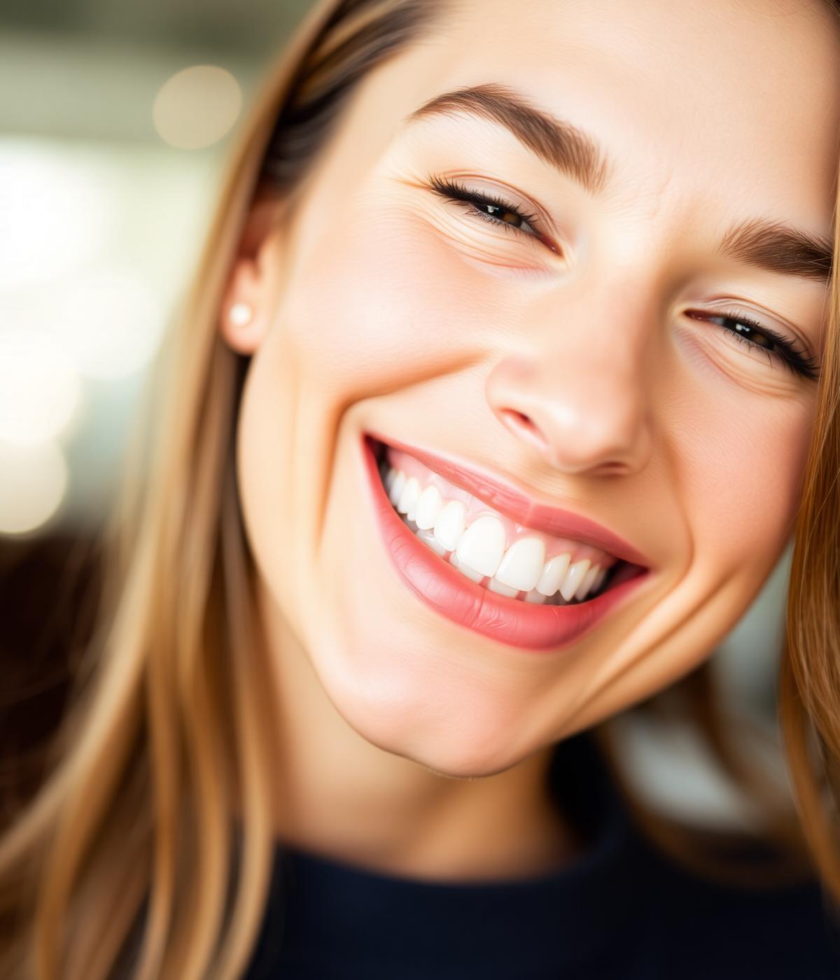 Paciente sorrindo com dentes brancos e alinhados após tratamento na OdontoPaz CG